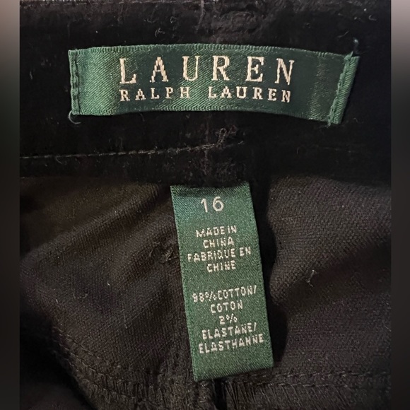 Lauren Ralph Lauren Slimming Fit Velvet Ankle Pants Black NWT Size 16 - Picture 4 of 5